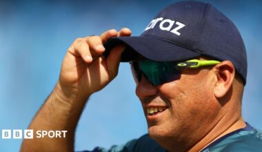 Russell Domingo, head coach of Bangladesh looks on ahead of the ICC Men's T20 World Cup match between Australia and Bangladesh at Dubai International Stadium.