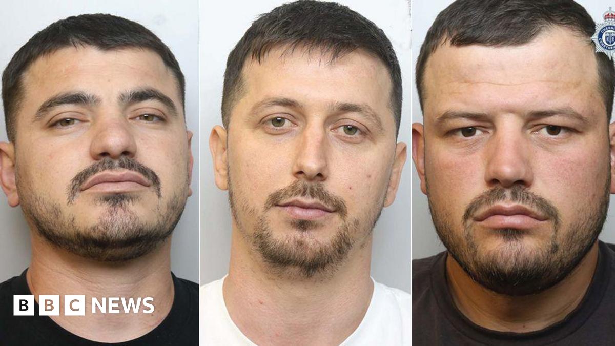Left to right: Police custody images of George Pepa, Krisjian Dedndreaj and Kristian Gropcaj