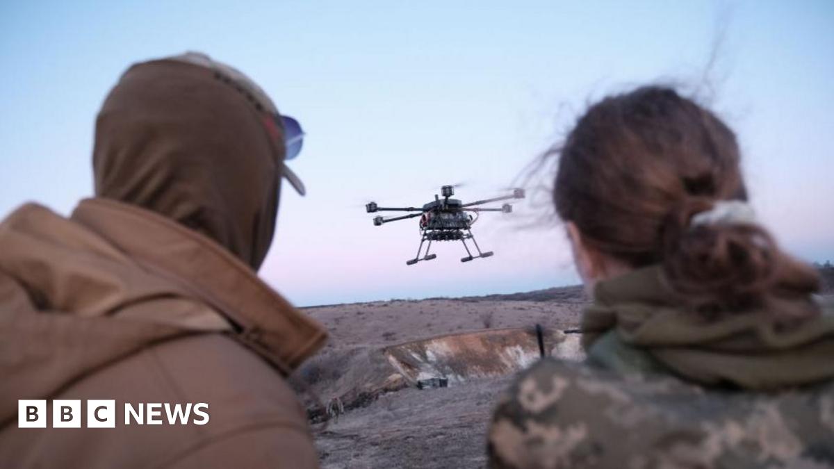 Ukrainian drone pilots from the 93rd Separate Mechanized Brigade 'Kholodnyi Yar' operate a 'Vampire' unmanned aerial system (UAS) during training.