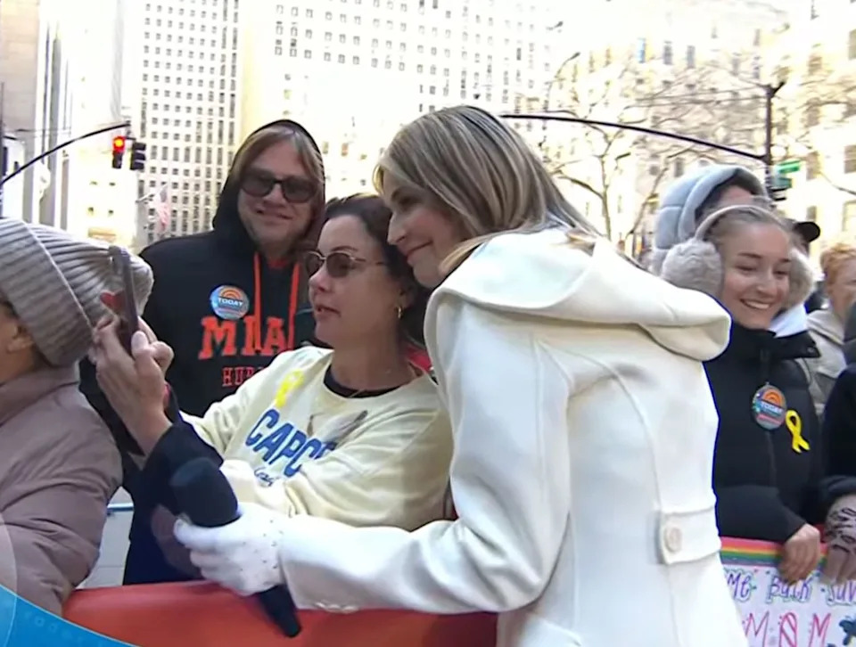 Savannah Guthrie greens a fan on the 'Today' Show Plaza on Monday, April 6.Credit: NBC