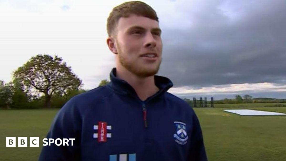 Penkridge fast bowler Myles Davis is in his club training kit standing on a cricket field