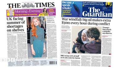 "UK facing summer of shortages on shelves," reads the headline on the front page of the Times.