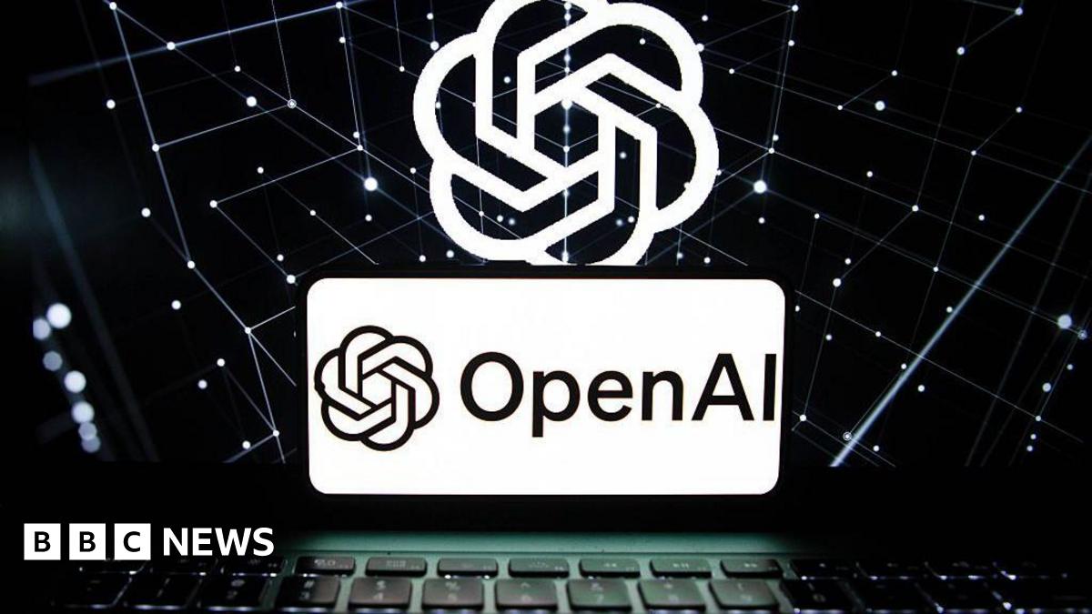 Library image of a laptop with the OpenAI logo above.