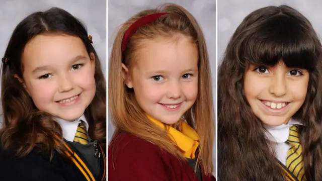 Composite image of L-R: Bebe King, Elsie Dot Stancombe and Alice Aguiar. The three girls were killed during a knife attack at a dance class in Southport on 29/07/2024