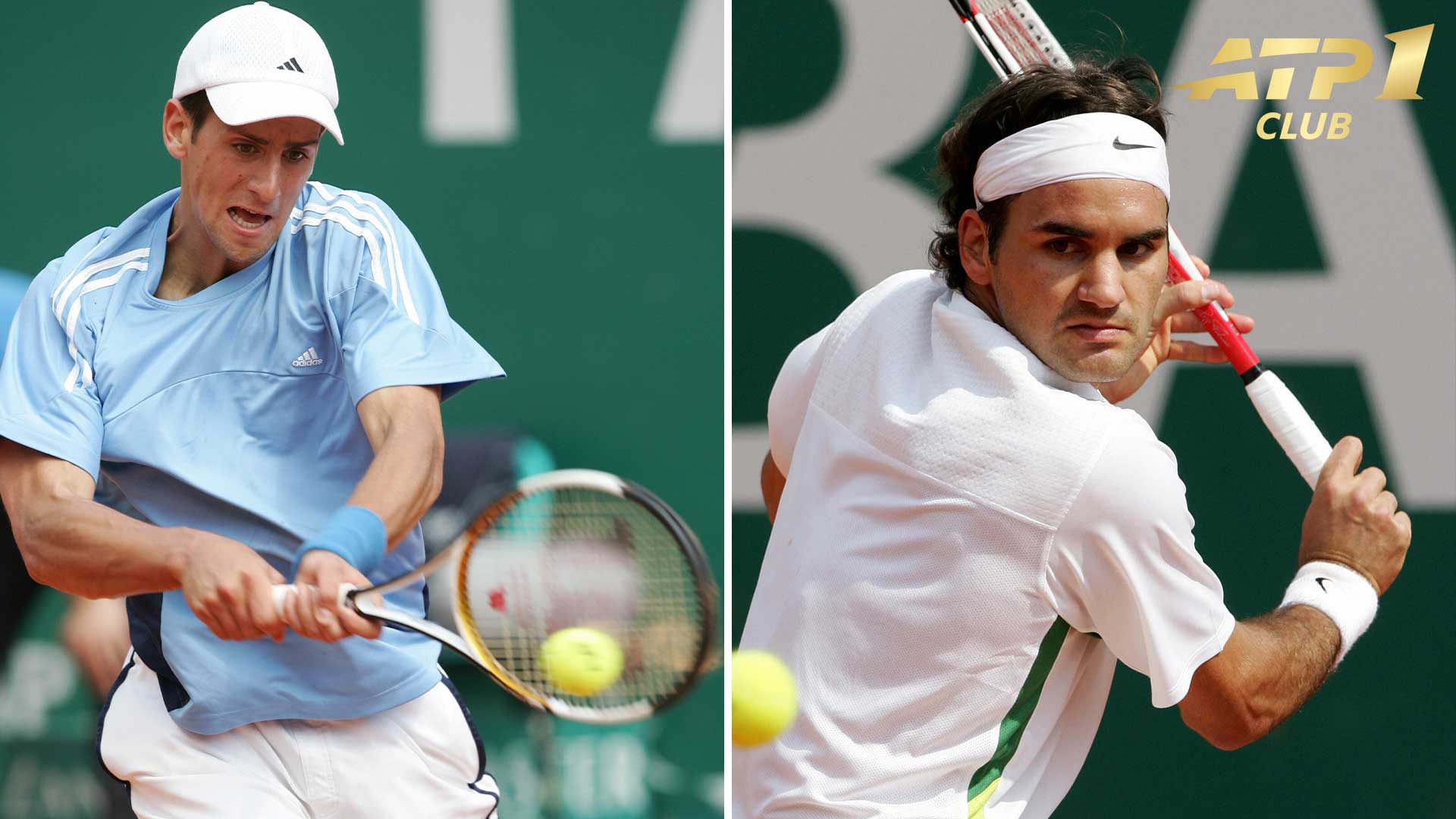 Novak Djokovic and Roger Federer in action in Monte-Carlo in 2006.