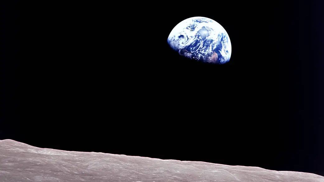 The Earthrise photo from Apollo 8 in 1968, cropped