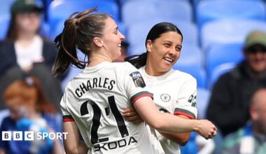 Everton 1-4 Chelsea: Sam Kerr equals club goals record as WSL win boosts Champions League hopes