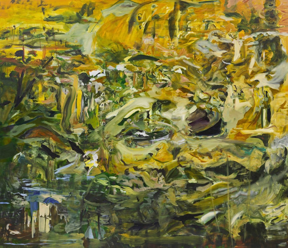 abstract landscape with vibrant colors and fluid shapes