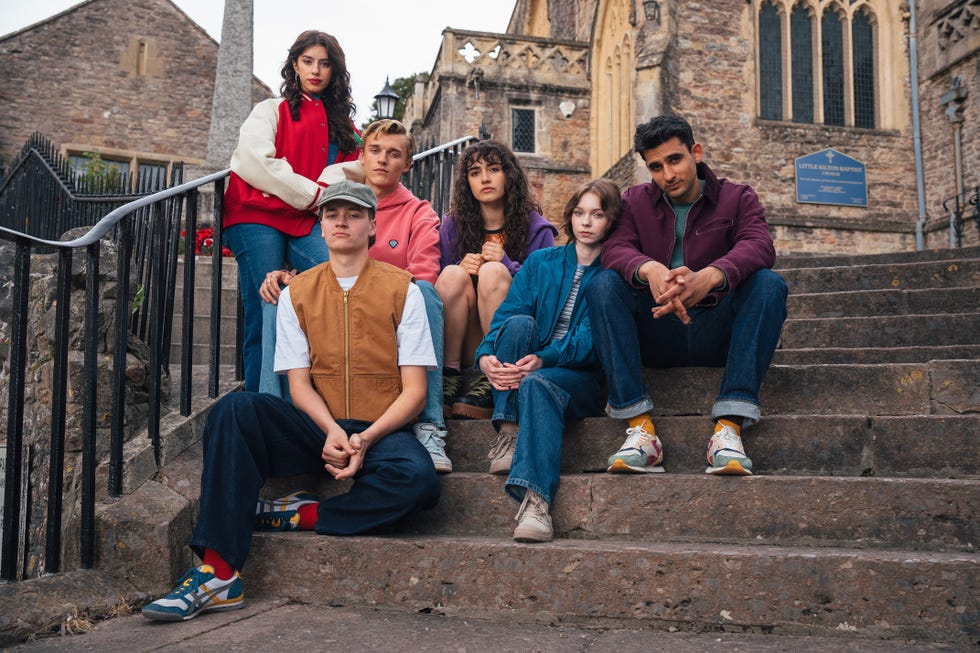 Emma Myers, Yali Topol Margalith, Jude Morgan-Collie, Eden Hambleton Davies, Asha Banks, Zain Iqbal, Good Girls Guide to Murder season 2 emma myers, yali topol margalith, jude morgancollie, eden hambleton davies, asha banks, zain iqbal, good girls guide to murder season 2