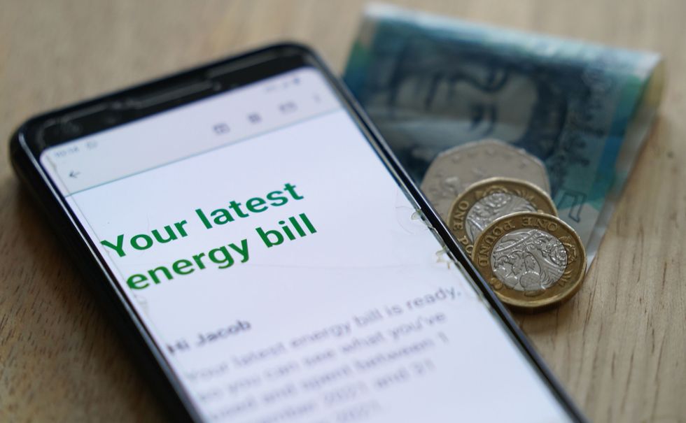Energy bill email on mobile phone