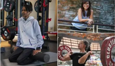 (Clockwise from left) Ms Fatima Megala Nathan Arokianathan, Madam Nancy Lim Mui Luang and national weightlifter Chua Jiin-Linn.