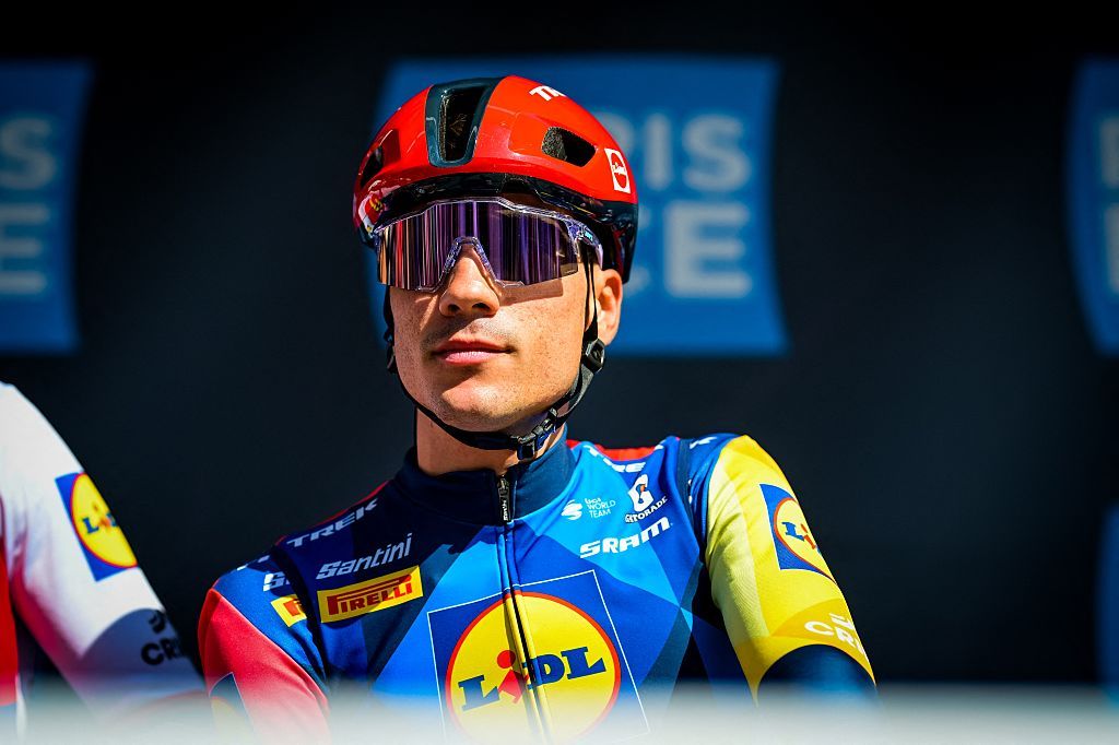 Juan Ayuso pictured at the start of the second stage of Paris-Nice