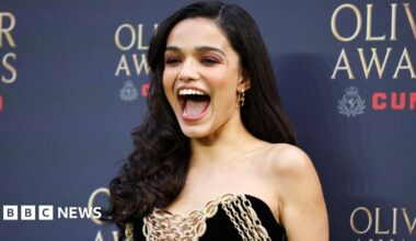 Paddington Bear attends The Olivier Awards 2026, celebrating their 50th anniversary, at Royal Albert Hall on April 12, 2026 in London, England