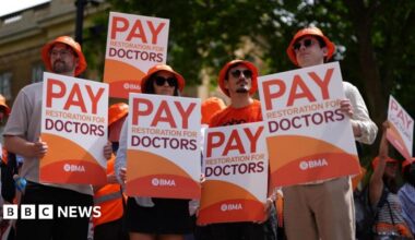 Junior doctors protest outside Downing Street, London