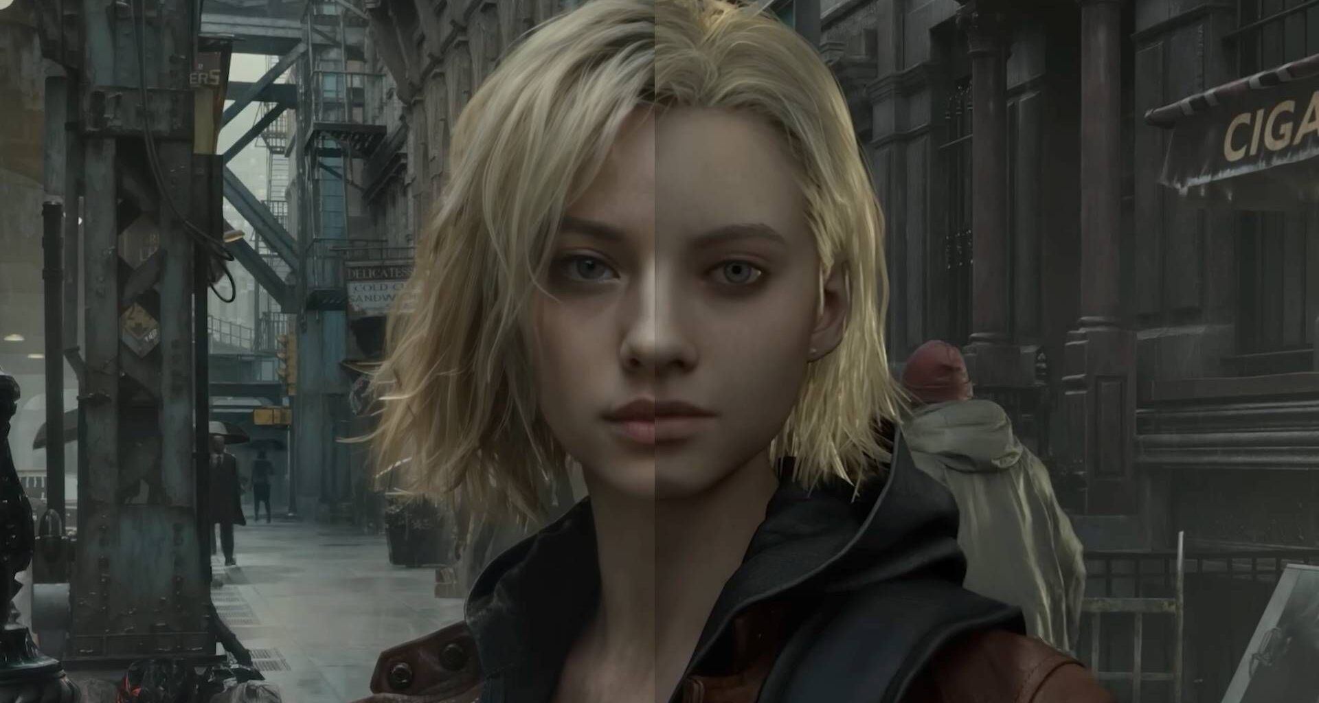 Nvidia DLSS 5 example featuring Grace Ashcroft from Resident Evil 5 with right side showing DLSS "On" and left side showing DLSS 5 off.
