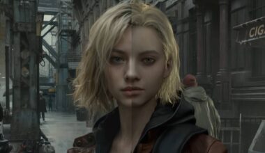 Nvidia DLSS 5 example featuring Grace Ashcroft from Resident Evil 5 with right side showing DLSS "On" and left side showing DLSS 5 off.