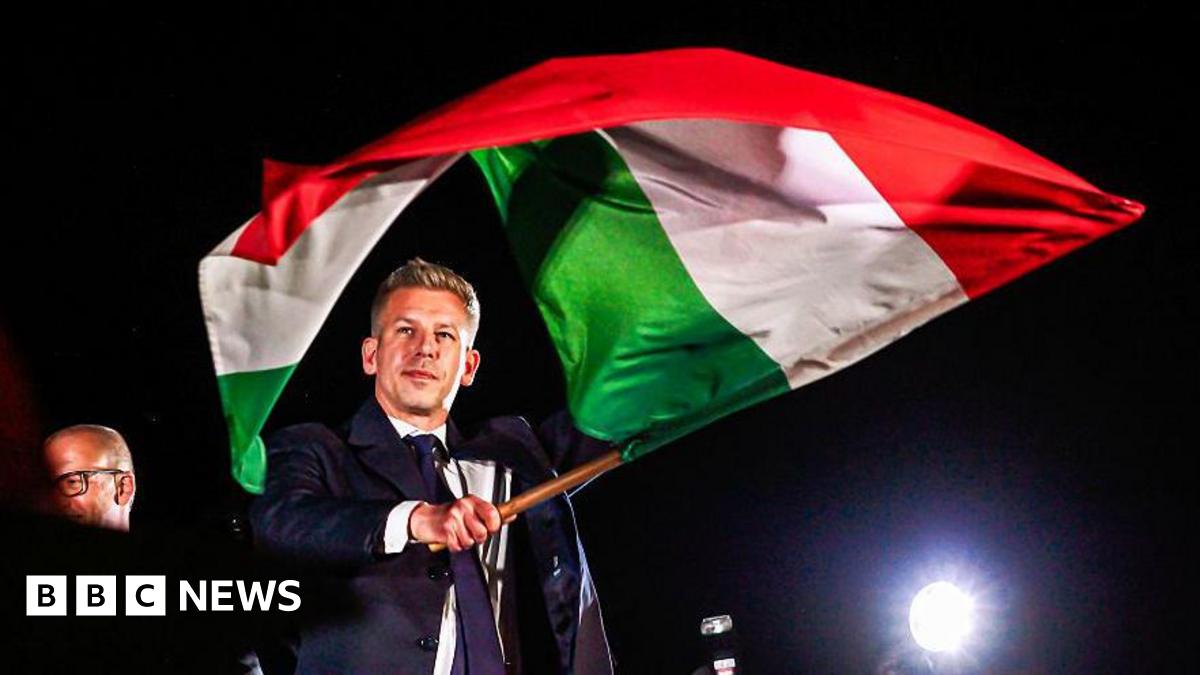 A man in the dark waves a red white and green flag