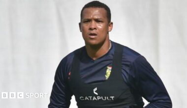 Glenton Stuurman runs up to bowl in training