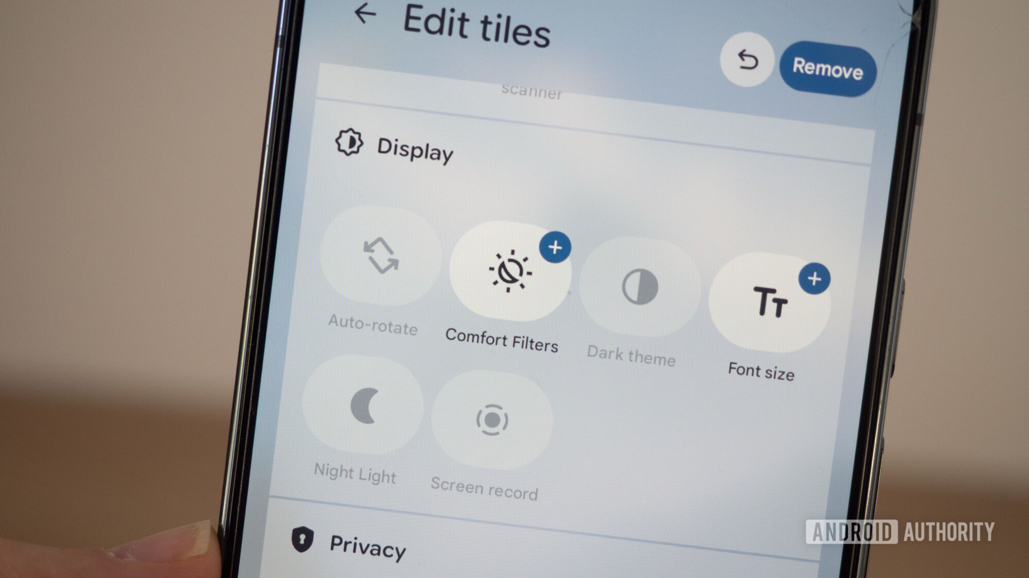 google pixel 10 pro xl comfort display filter quick settings tile