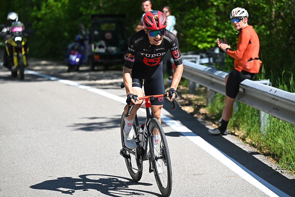 TRENTO, ITALY - APRIL 23: Stage winner Lennart Jasch of Germany and Team Tudor Pro Cycling attacks in the breakaway during the 48th Tour of the Alps 2026, Stage 4 a 167.8km stage from Arco to Trento on April 23, 2026 in Trento, Italy. (Photo by Tim de Waele/Getty Images)