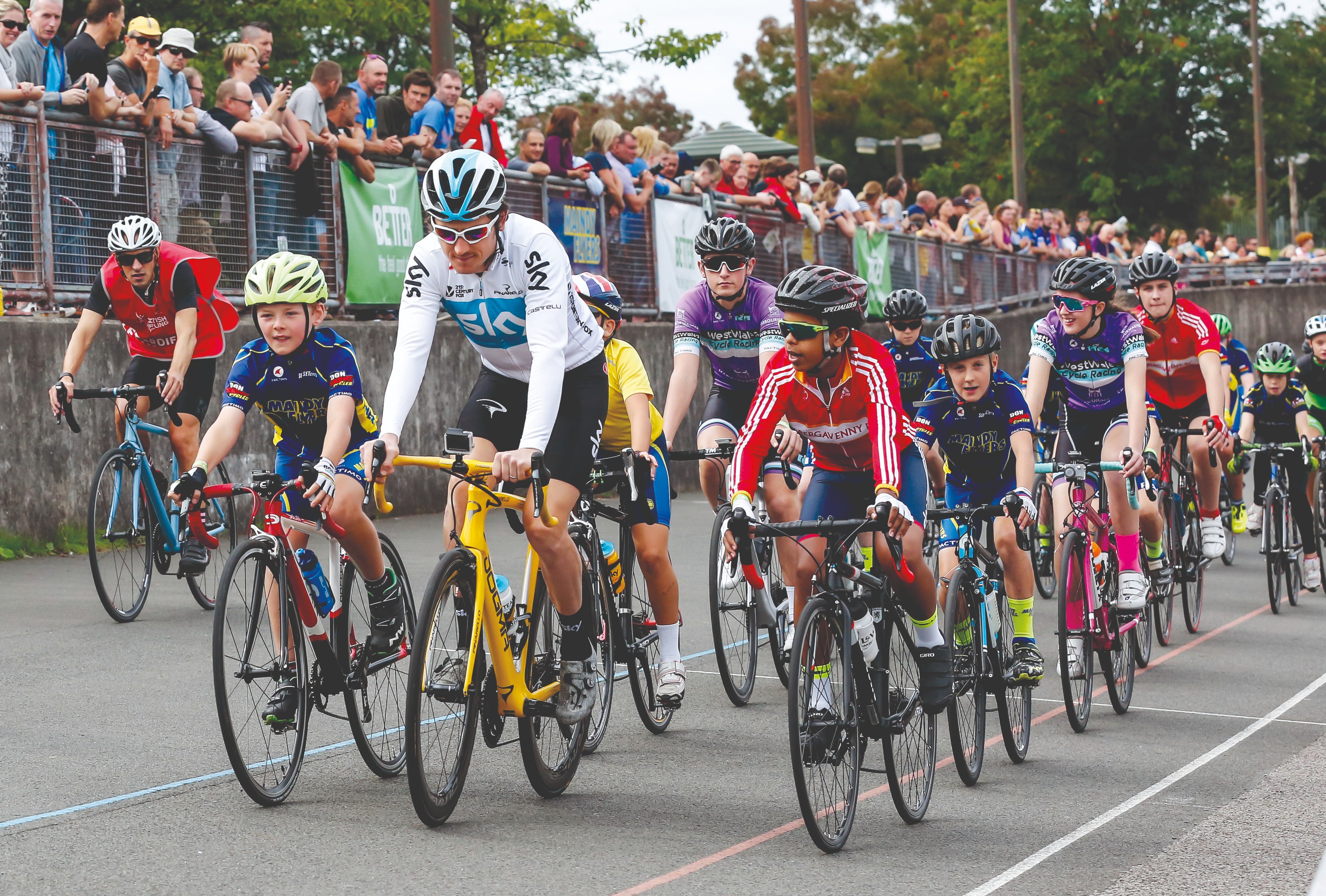 Geraint Thomas at the Maindy Velodrome