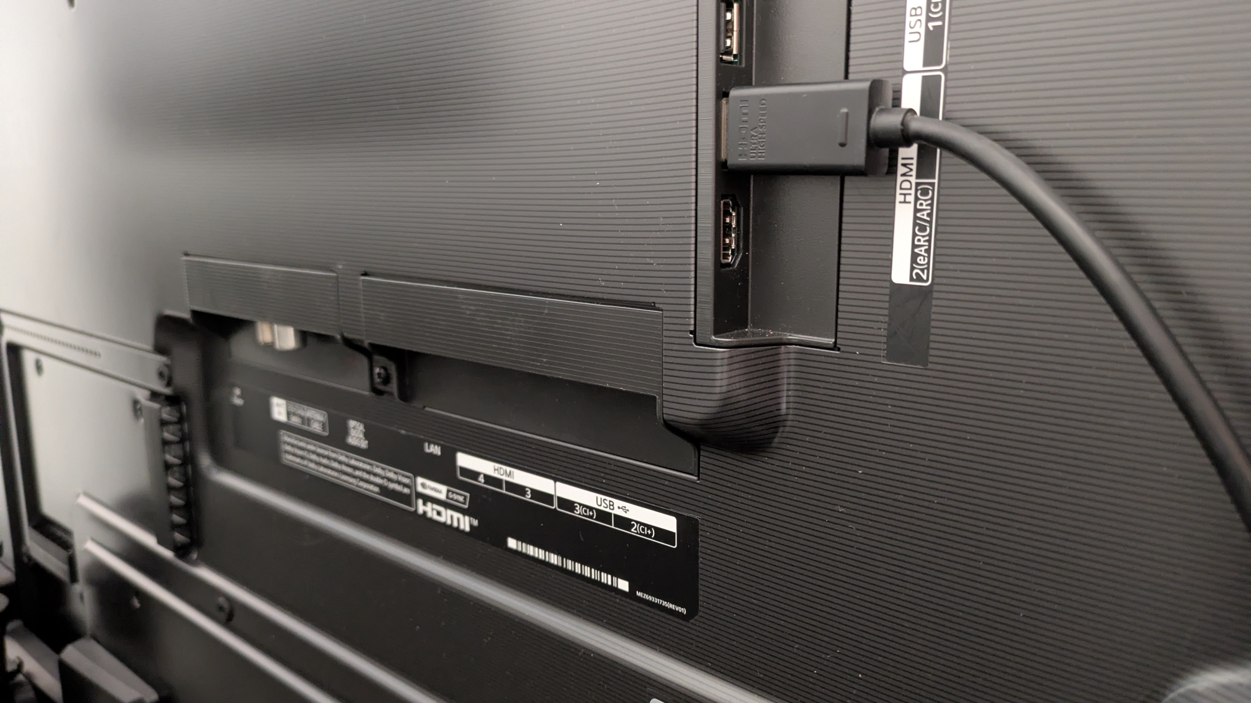 LG G6 OLED TV ports, showing four HDMI 2.1 ports as well as USB