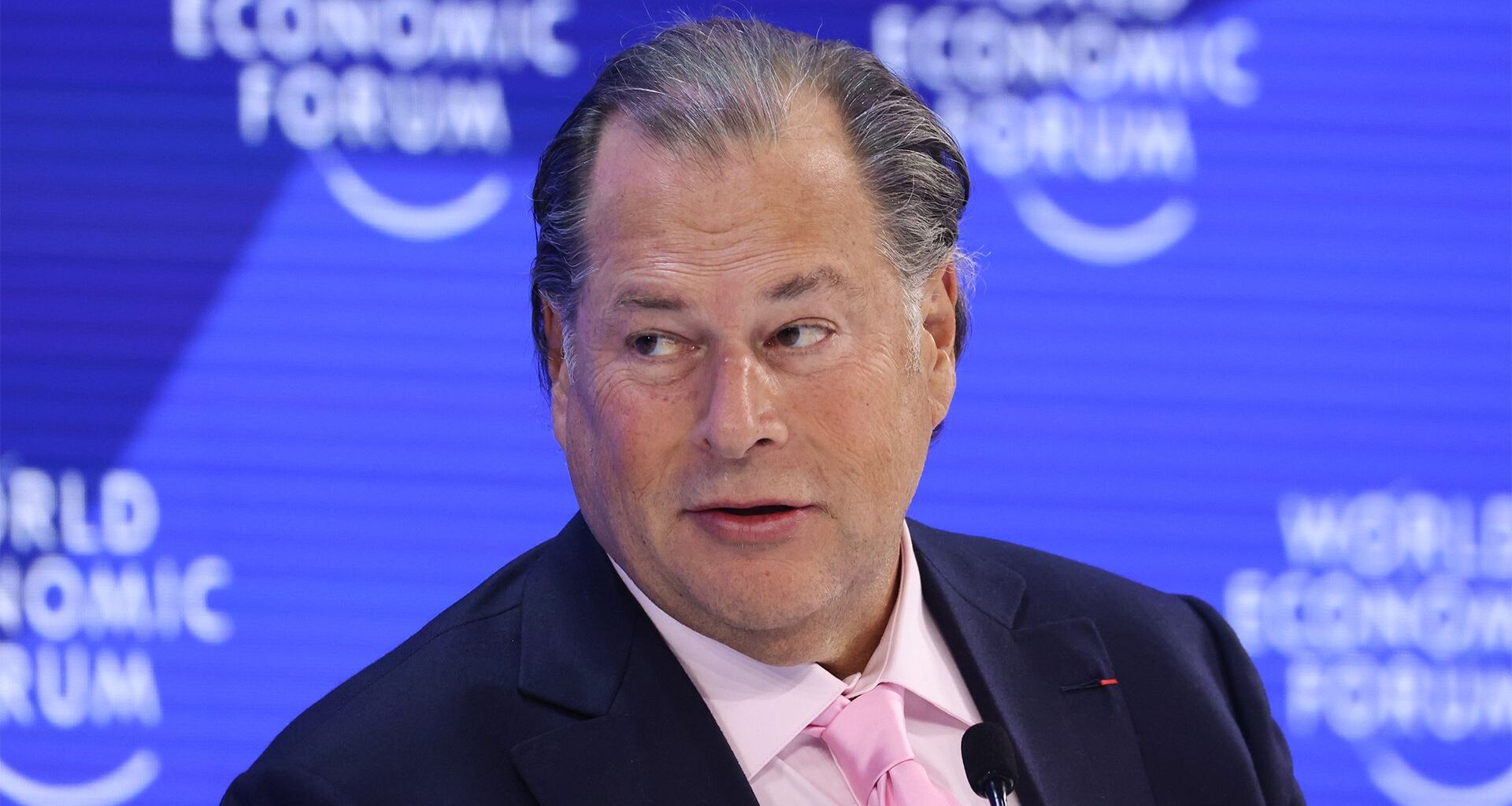 Salesforce CEO Marc Benioff speaking at the 2026 World Economic Forum in Davos, Switzerland.