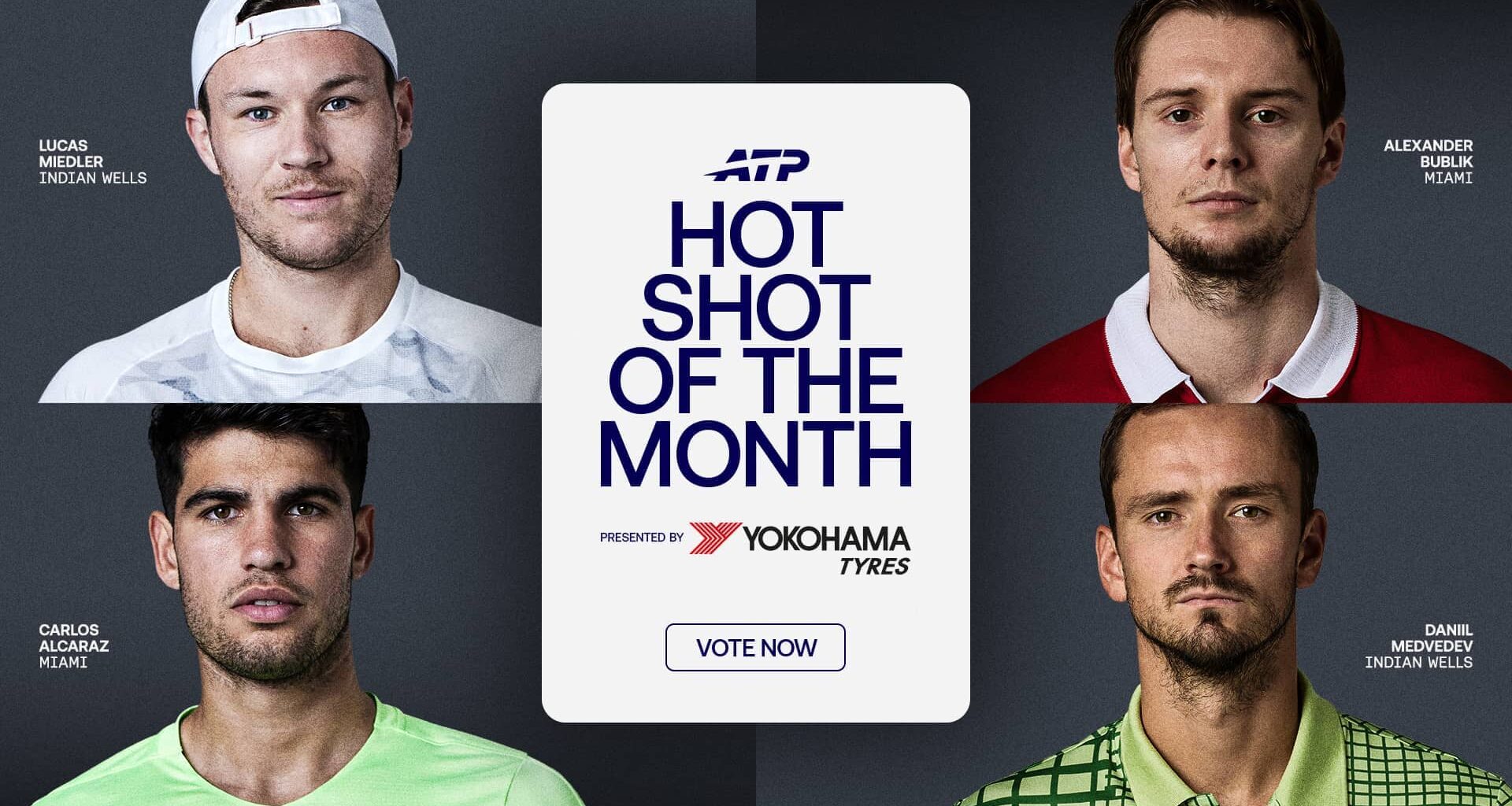 Lucas Miedler, Carlos Alcaraz, Daniil Medvedev and Alexander Bublik feature in March's Hot Shot of the Month.