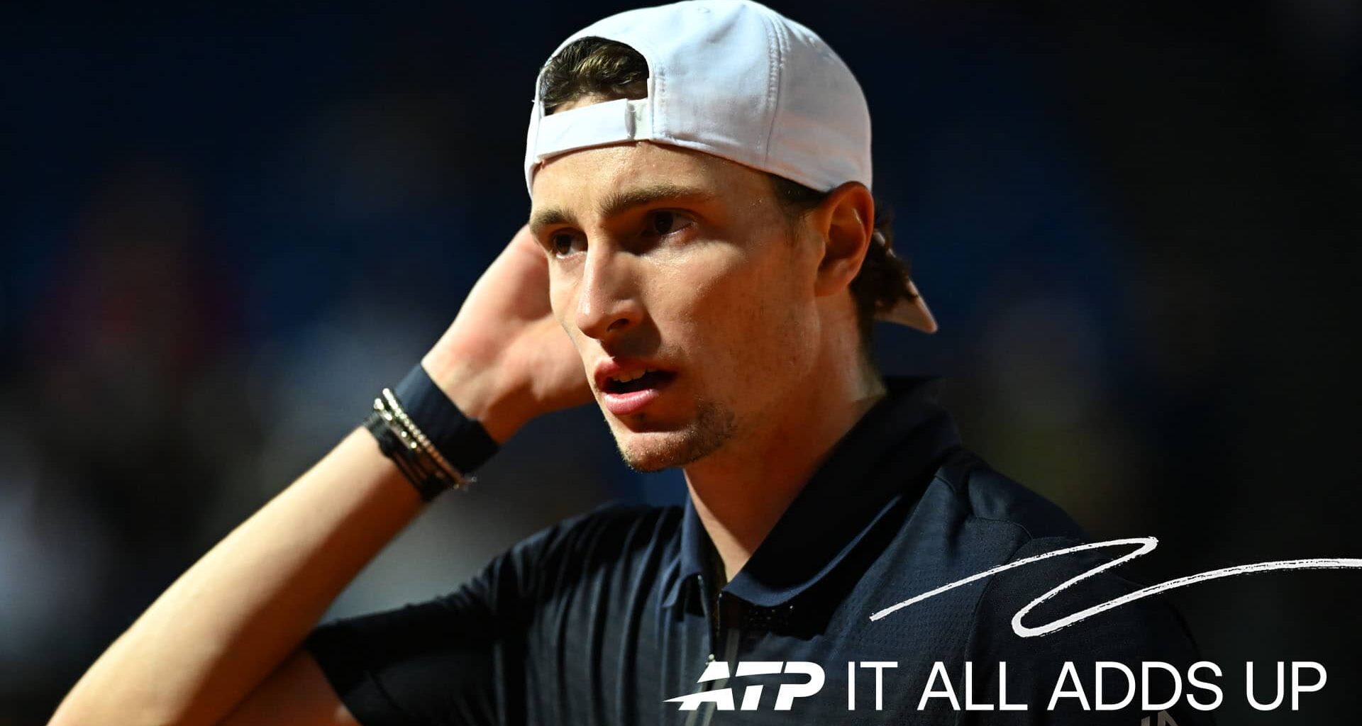 Ugo Humbert during his opening match at the Rolex Monte-Carlo Masters.