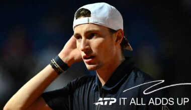 Ugo Humbert during his opening match at the Rolex Monte-Carlo Masters.