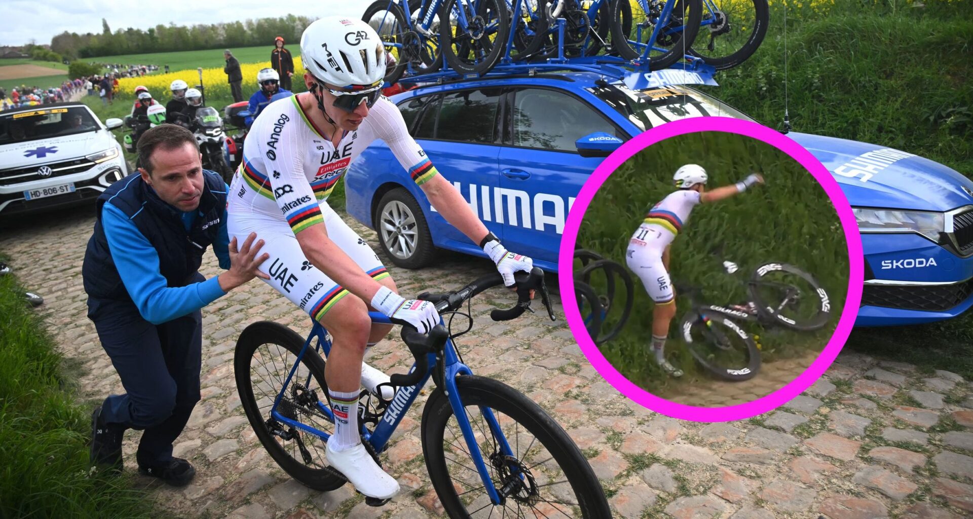 Tadej Pogacar 'rattled' as 'serious issue' at Paris-Roubaix provokes 'panic stations' in quest for Monument history
