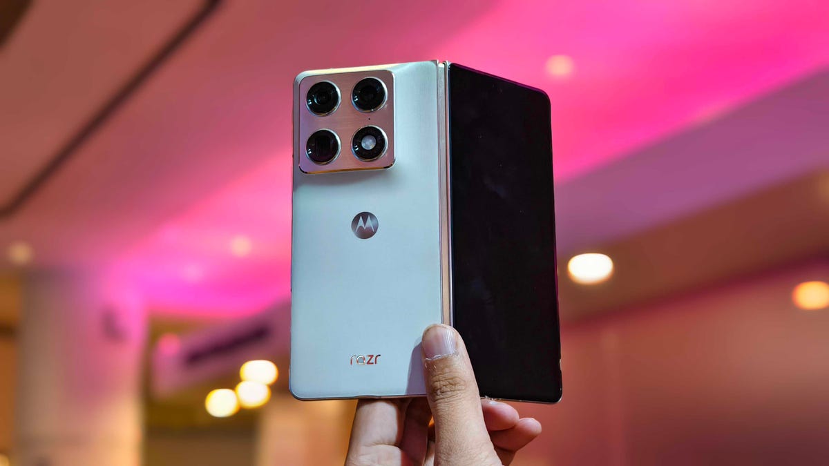 Prakhar Khanna holding the Motorola Razr Fold.