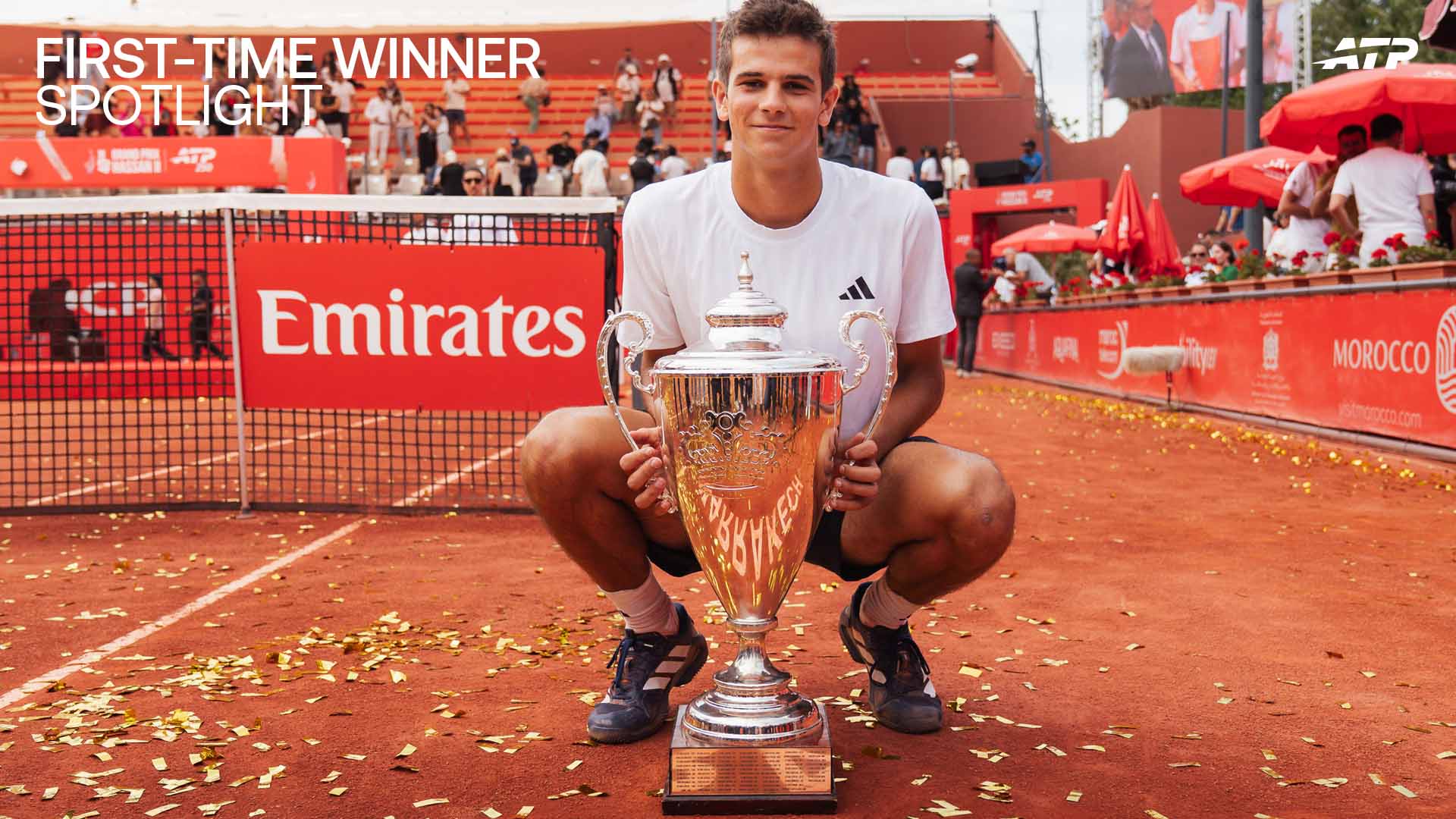 Rafael Jodar claims his maiden ATP Tour trophy on Sunday at the Grand Prix Hassan II.