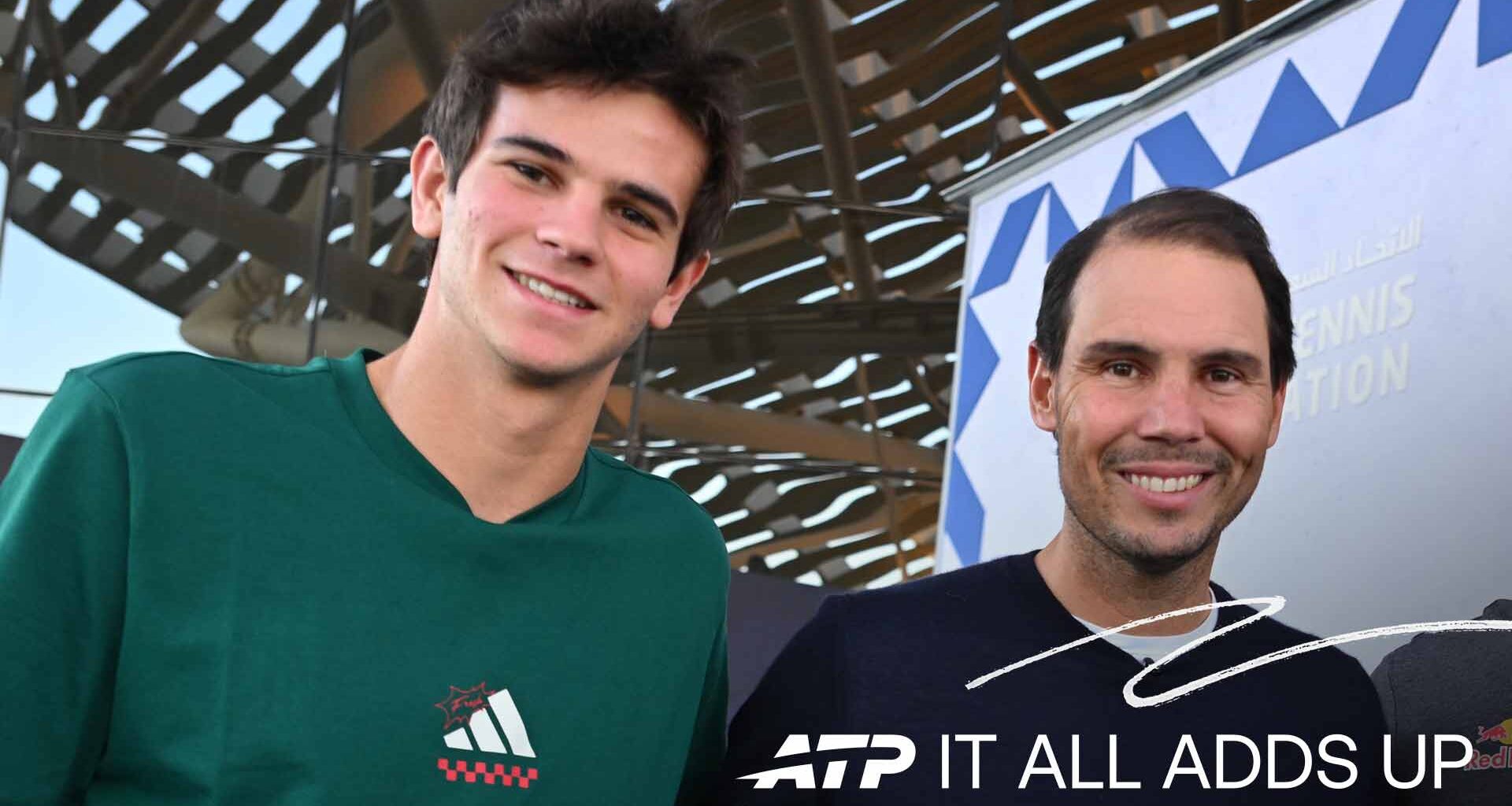 Rafael Jodar with Rafael Nadal at the 2025 Next Gen ATP Finals.