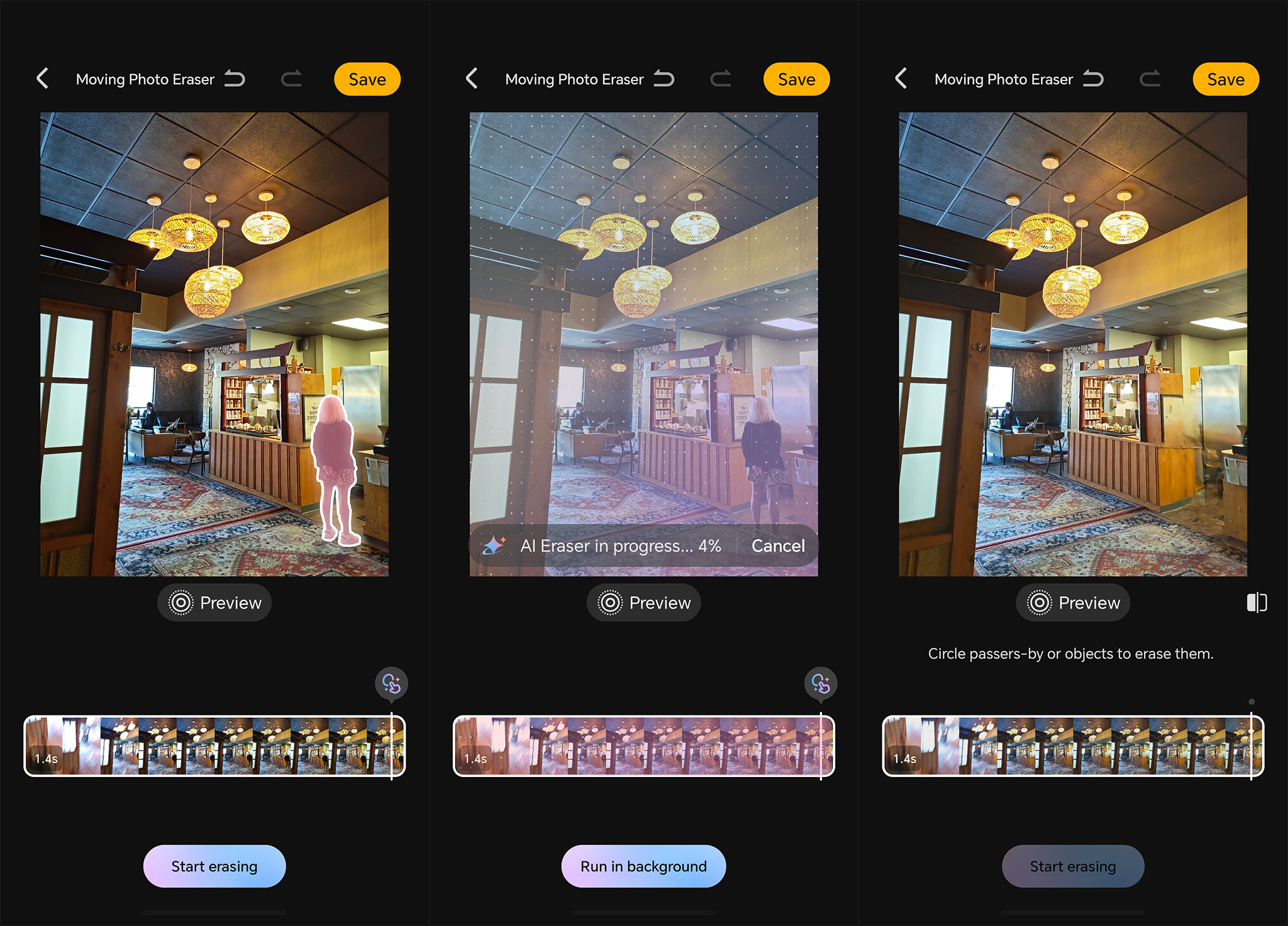 Erasing a person from a moving photo on an Honor 600 by using the new Moving Photo Eraser feature