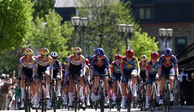 The peloton during the 10th Liege - Bastogne - Liege Femmes 2026. (Photo by Luc Claessen/Getty Images)