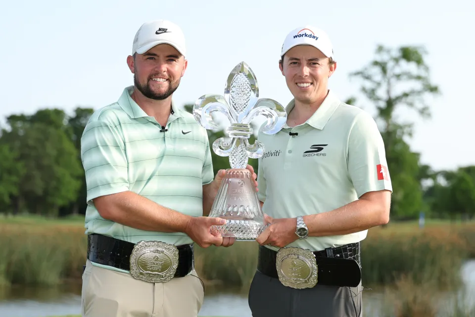 Alex and Matt Fitzpatrick celebrating their win at the Zurich Classic