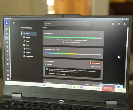 Lenovo laptop showing battery health