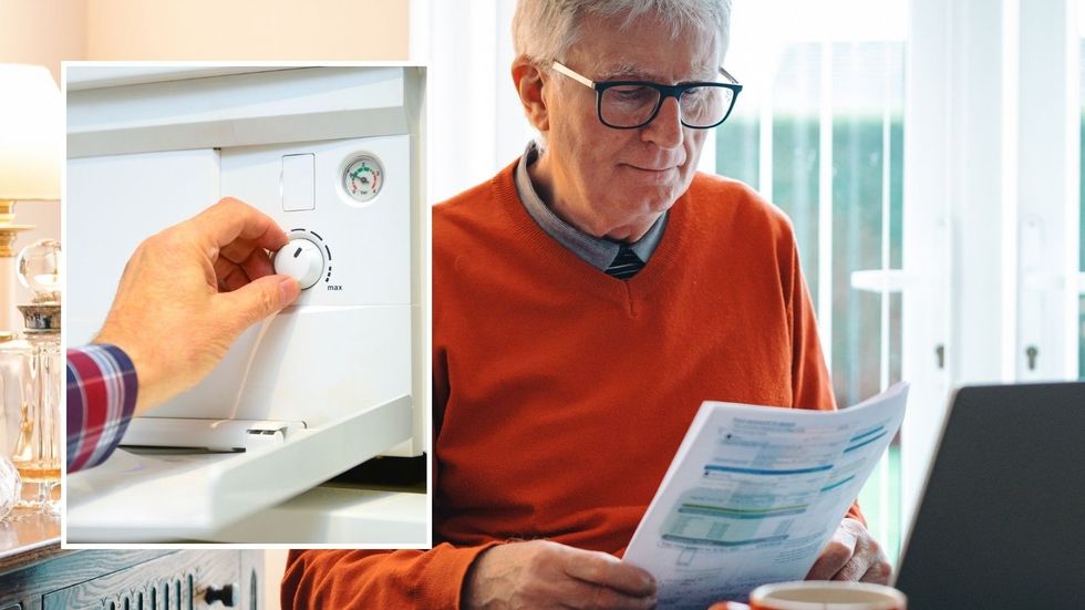 Man looking at bill and boiler