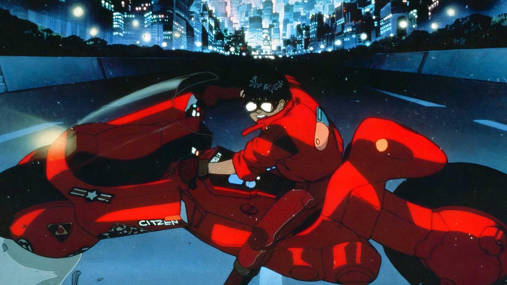 Kaneda skids on his bike in Akira