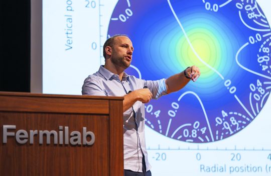 The Muon g-2 collaboration presented their third and final measurement results of the muon magnetic anomaly in Ramsey Auditorium at Fermilab on June 3, 2025. Credit: Ryan Postel, Fermilab