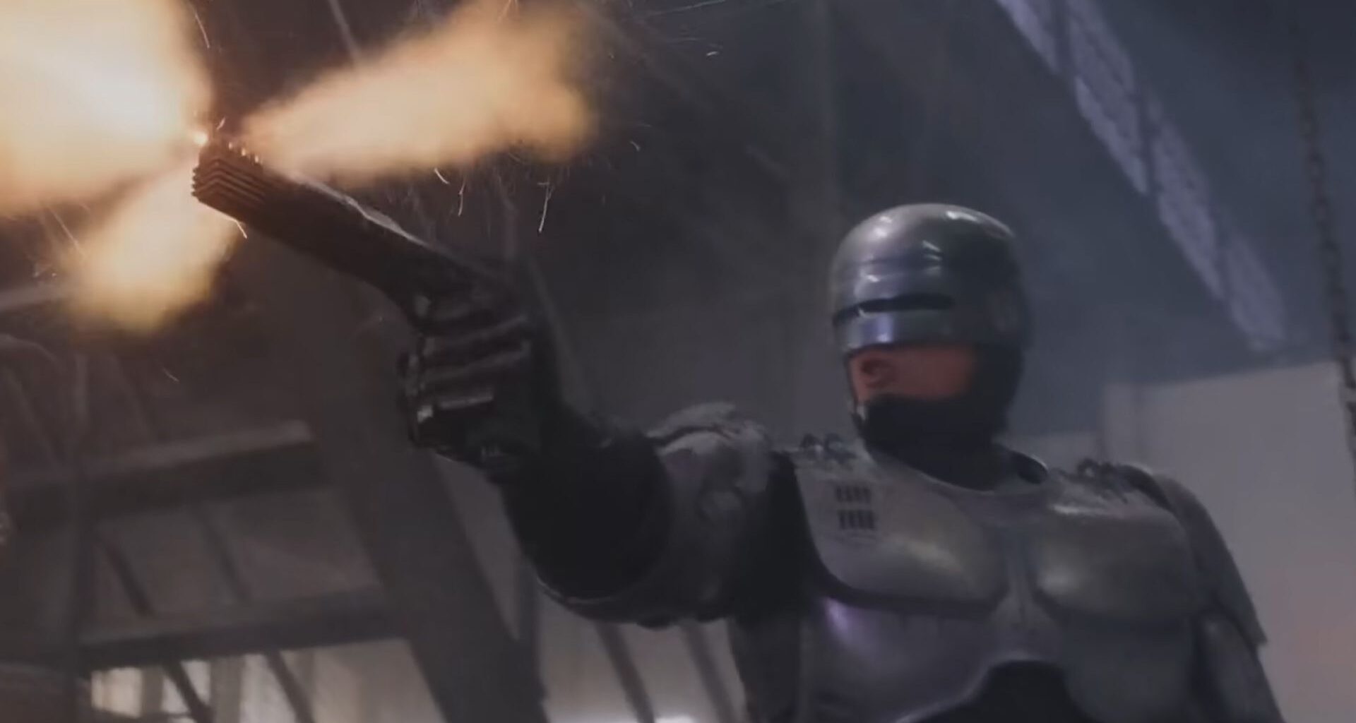 RoboCop firing his gun