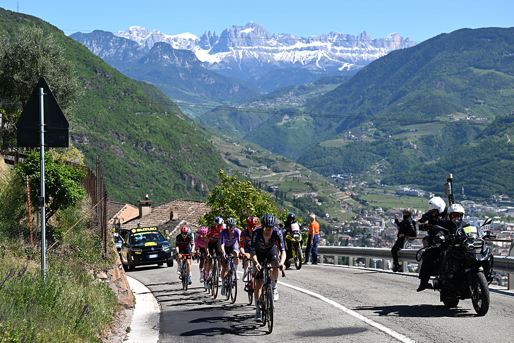 BOZEN-BOLZANO, ITALY - APRIL 24: Mark Donovan of Great Britain and Team Pinarello Q36.5 Pro Cycling leads the breakaway during the 48th Tour of the Alps 2026, Stage 5 a 128.6km stage from Trento to Bozen-Bolzano on April 24, 2026 in Bozen-Bolzano, Italy. (Photo by Tim de Waele/Getty Images)