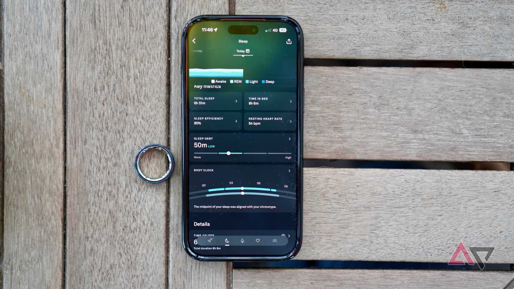 The newly designed Oura Ring app