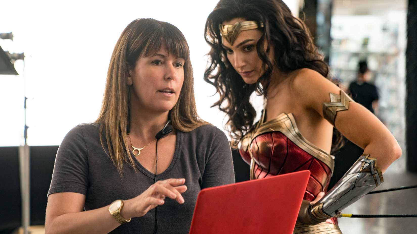 Patty Jenkins and Gal Gadot on the set of Wonder Woman 1984