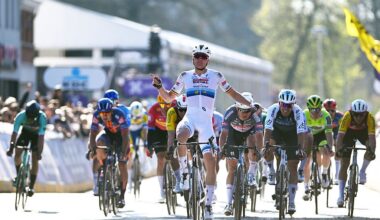 Tim Merlier of Belgium and Team Soudal Quick-Step celebrates at finish line as race winner during the 113th Scheldeprijs 2025