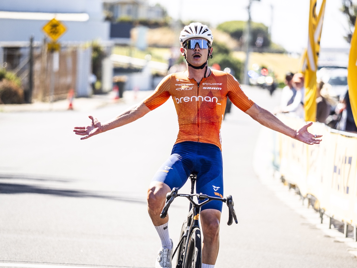 Oliver Bleddyn (Team Brennan) wins stage 2 of the Tour of Tasmania, the second round of the ProVelo Super League 2026