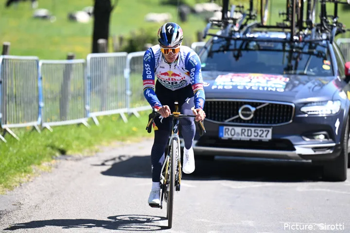 Remco Evenepoel during recon at La Redoute ahead of Liege-Bastogne-Liege 2026