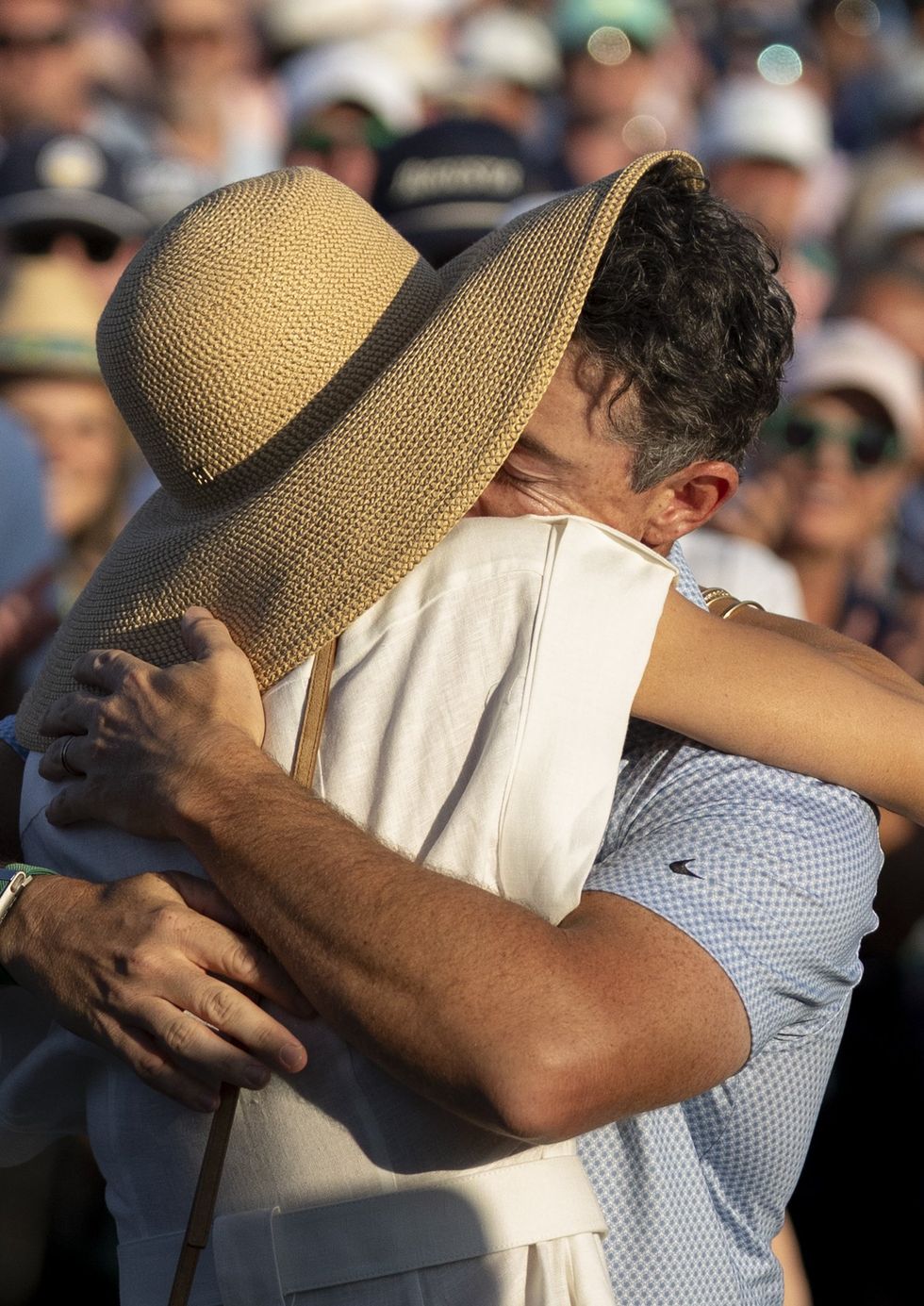 Rory McIlroy hugs wife Erica Stoll following his Masters win