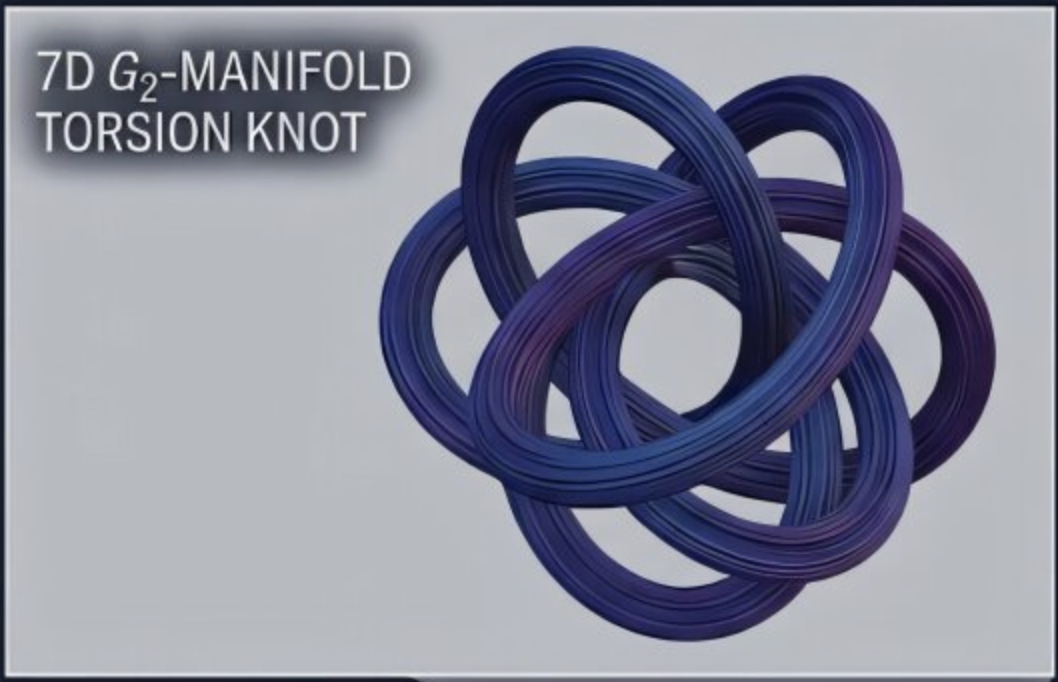 An illustration of a 7-dimensional torsion knot, which is theorized to exert a repulsive force that could prevent black holes from evaporating.
